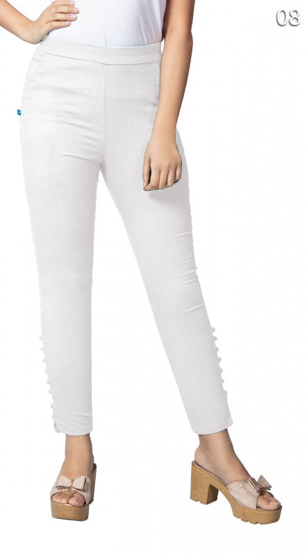 White Cotton Lycra Potli Pants Shopindiapparels.com