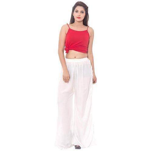 White Plain Rayon Plazzo Pants Plazzo Pants Shopindiapparels.com