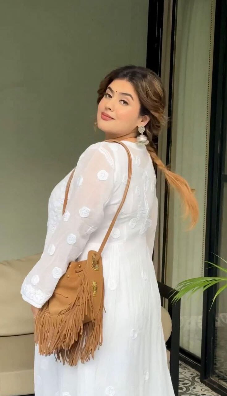 White & White Rayon Embroidered Kurti with Pant Kurti with Pant Shopin Di Apparels