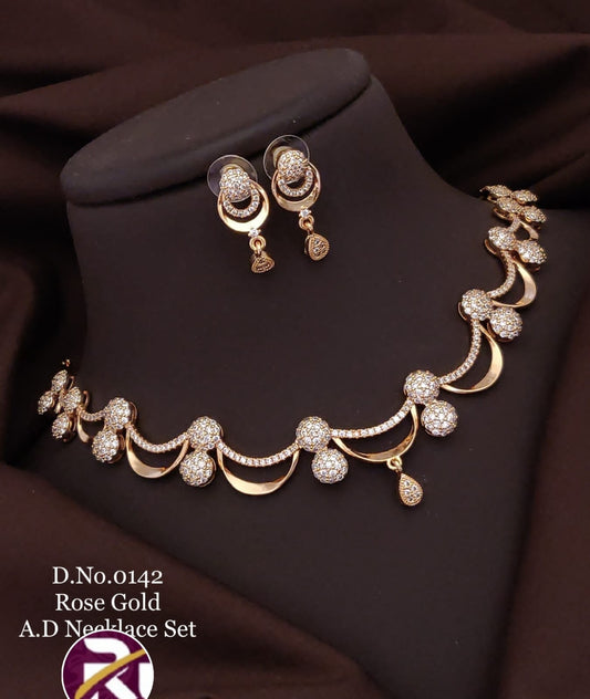 0142 Rose Gold A.D Designer Necklace Set Designer Necklace Set Shopin Di Apparels