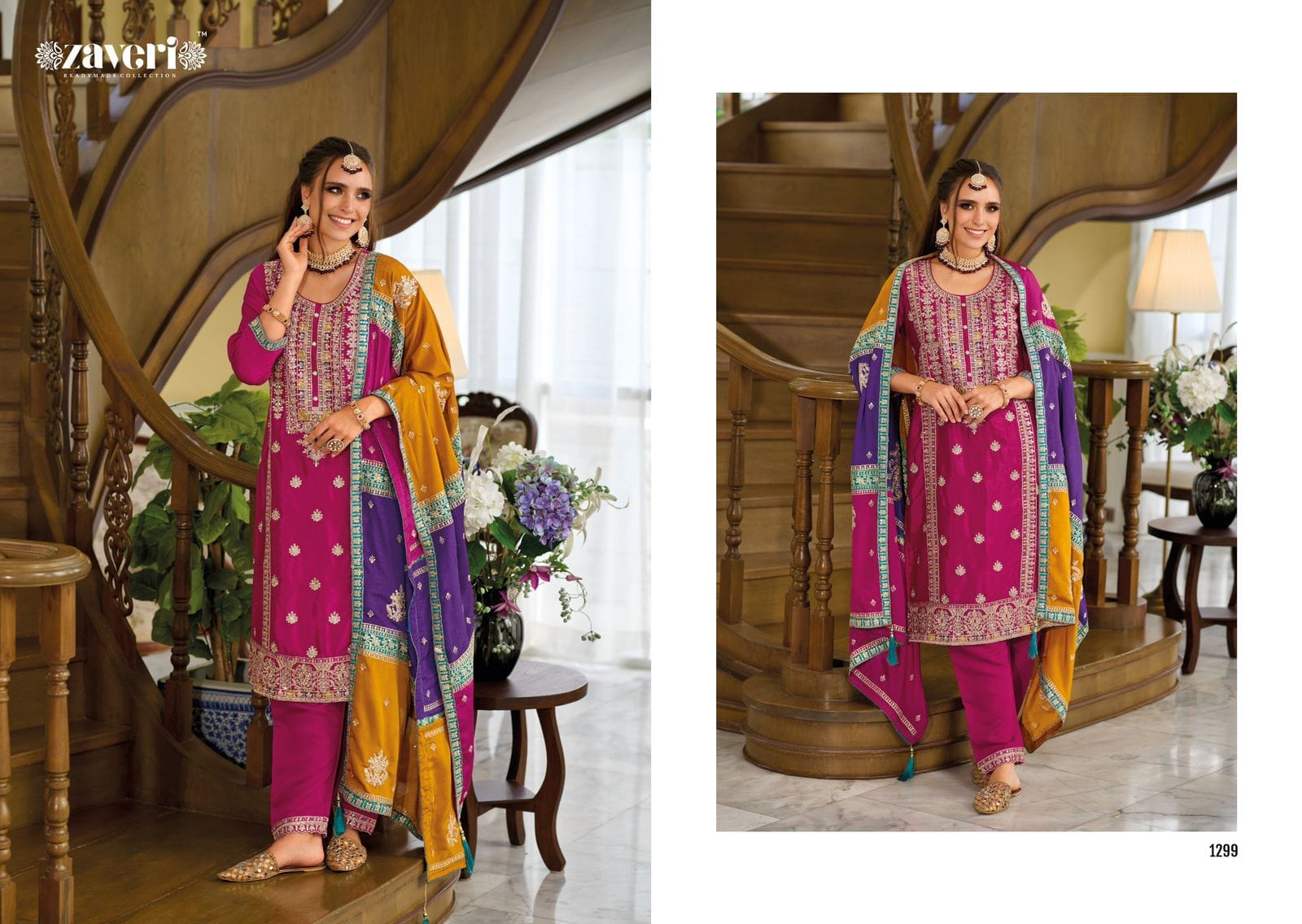 1299 Heavy Chinon with Embroidered Designer Readymade Suit Ready Made Designer Suits Shopin Di Apparels 
