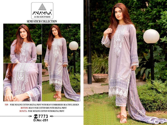 251 Muslin Cotton Heavy Embroidered Premium Pakistani Designer Suit Designer Suits Shopin Di Apparels 