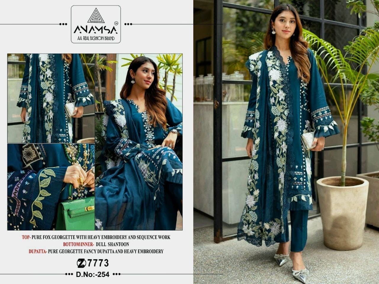 254 Heavy Georgette Diamond Work Premium Pakistani Designer Suit Designer Suits Shopin Di Apparels 
