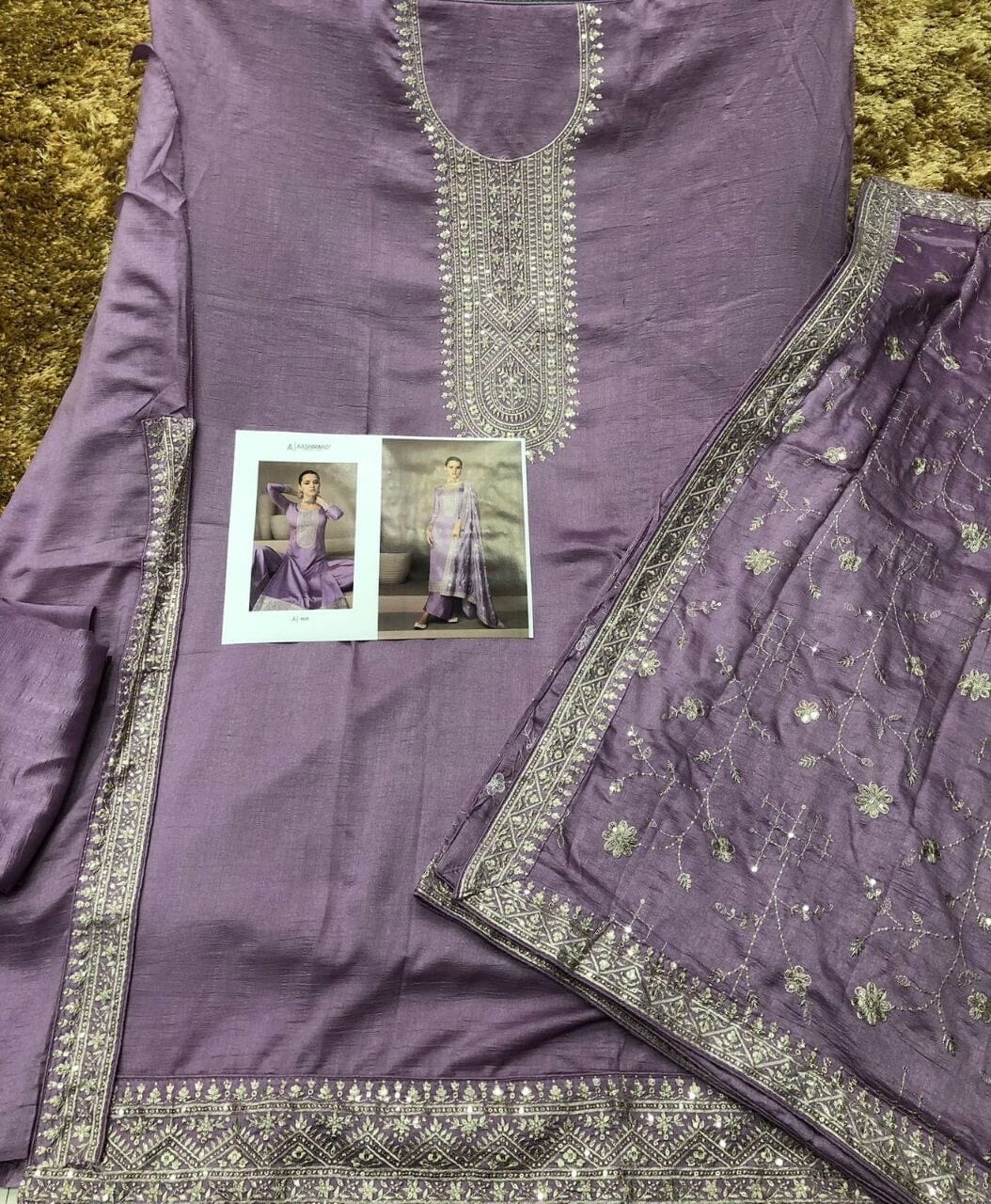 9525 Heavy Vichitra Silk Sequence Straight Cut Designer Suit Designer Suit Shopin Di Apparels 