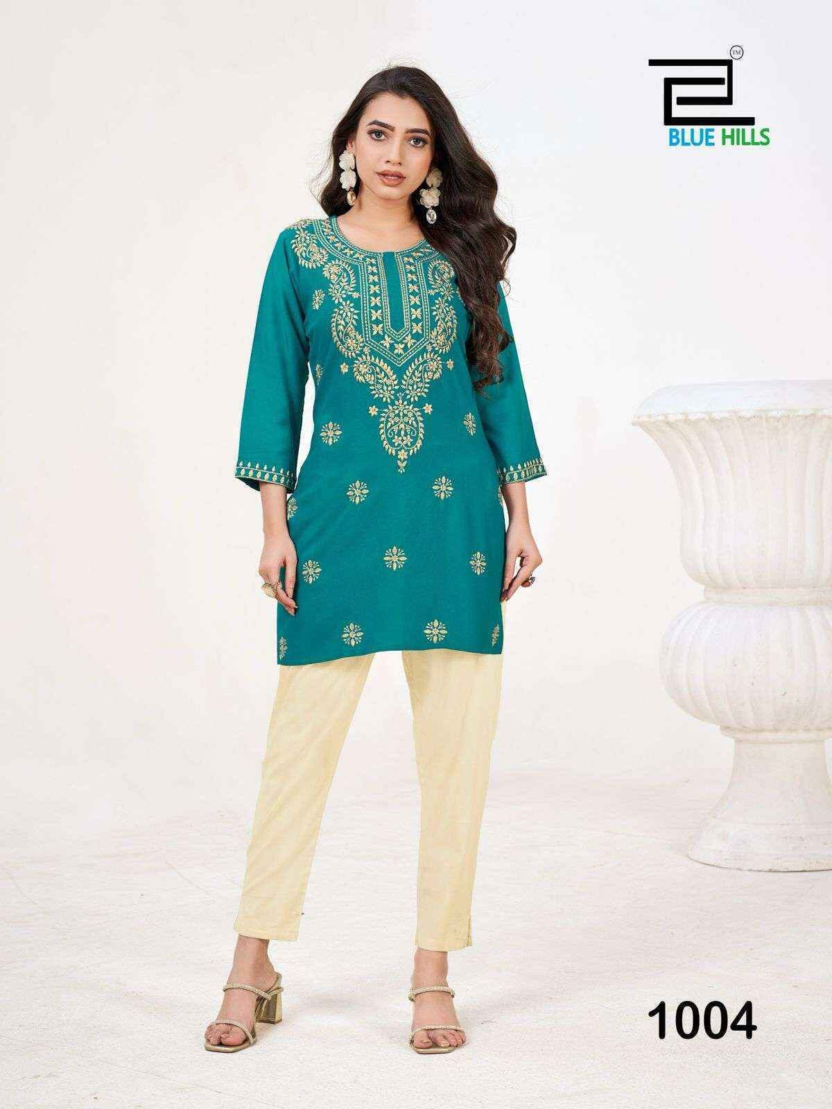 Amelia Sea Green with Gold Lucknavi work Short Kurti Shopin Di Apparels 