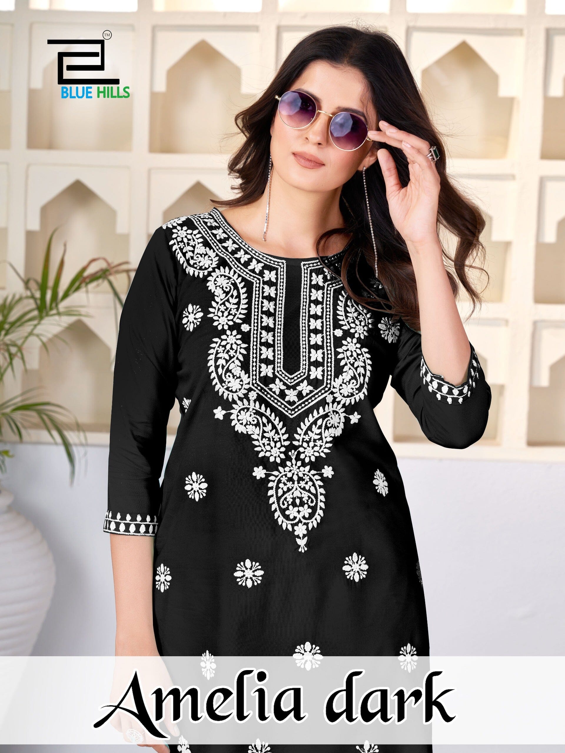 Black Amelia Lucknavi Embroidery Rayon Short Kurti Kurti Shopin Di Apparels 