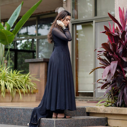 Black Christmas Special Long Anarkali Gown Suit Designer Suits Shopindiapparels.com 