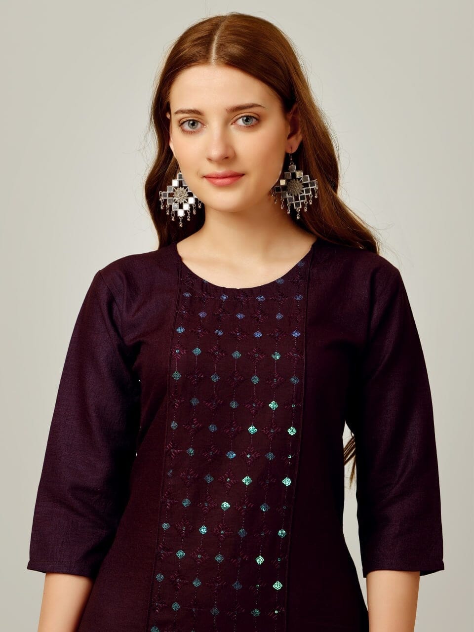 Black Cotton Blend Sequence Embroidered Work Kurti with Pant Kurti with Pant Shopin Di Apparels 