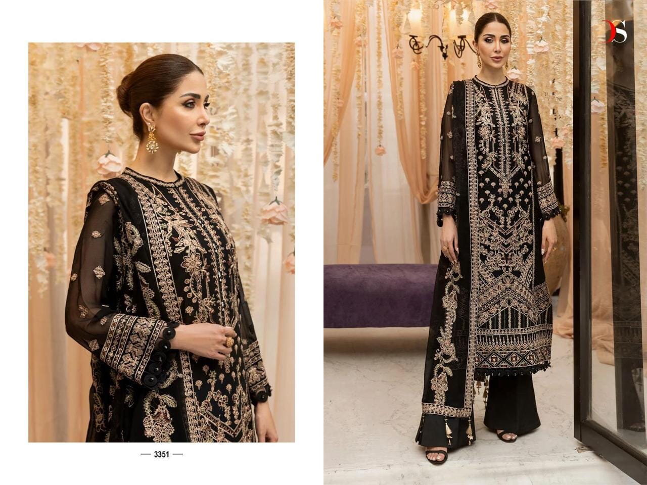 Black Lawn Cambric Cotton Pakistani Salwar Suit Designer Suits Deepsy 