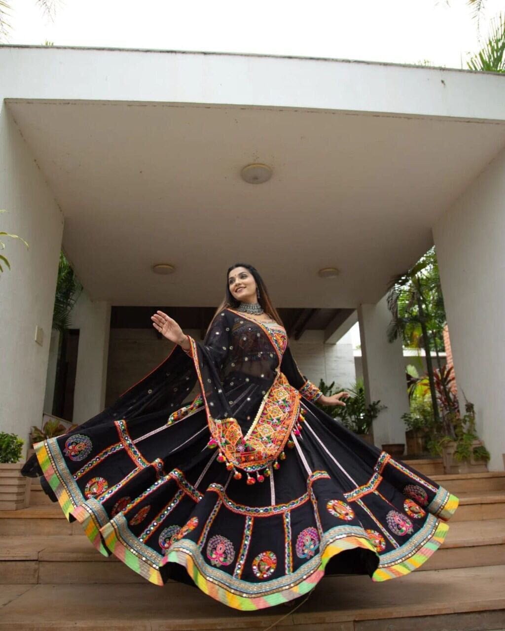 Black Lehenga Choli Real Mirror Work Dupatta Set 3pc Lehenga's Shopin Di Apparels 