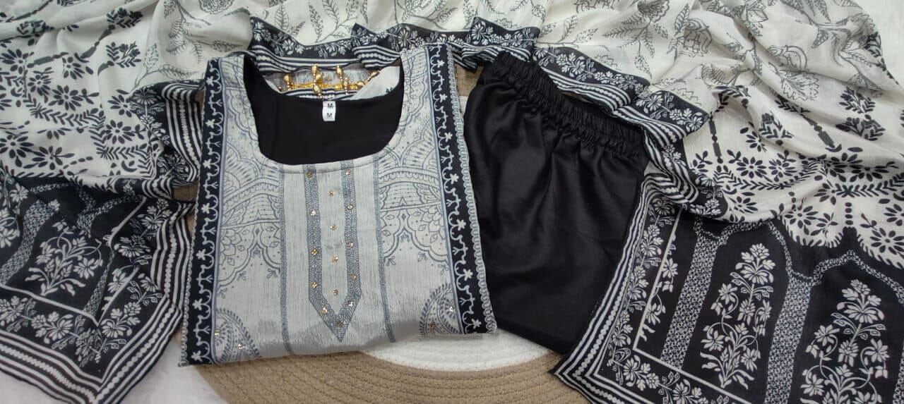 Black Sequence Diamond Work Printed Stylish Trending Designer Suit Ready to Wear Designer Suits Shopin Di Apparels 