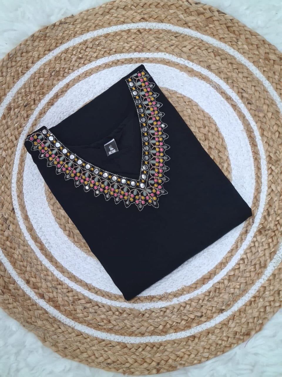 Black Viscose Silk Sequence Embroidered Readymade Designer Suit Shopin Di Apparels 