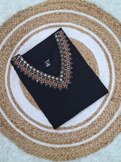 Black Viscose Silk Sequence Embroidered Readymade Designer Suit Shopin Di Apparels 