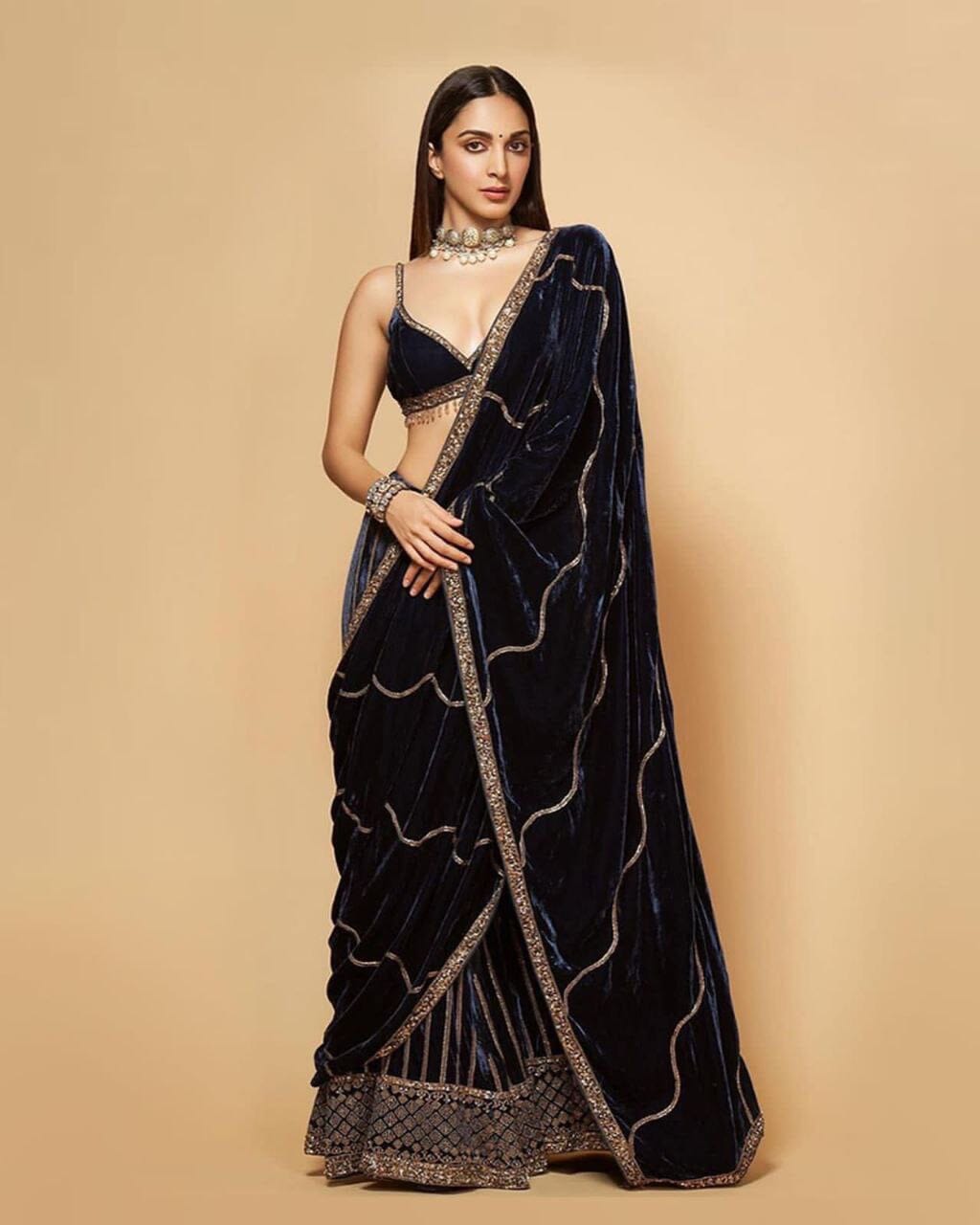 Bollywood Style Fancy Velvet Lehenga Saree with Sequence Embroidered Work Designer Saree Shopin Di Apparels 