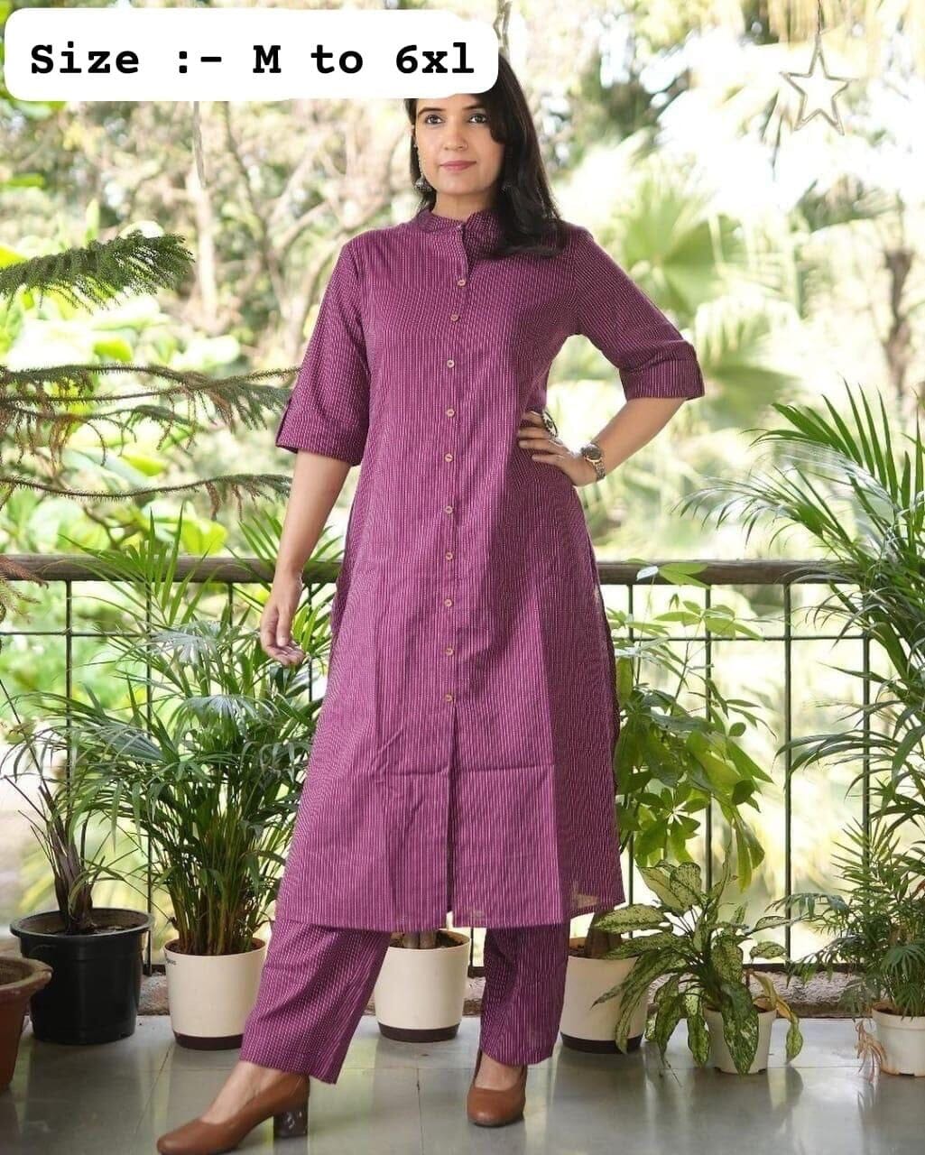 Brinjal Co-Ord Set A Line Kurti with plazzo Kurti with plazzo Shopin Di Apparels 
