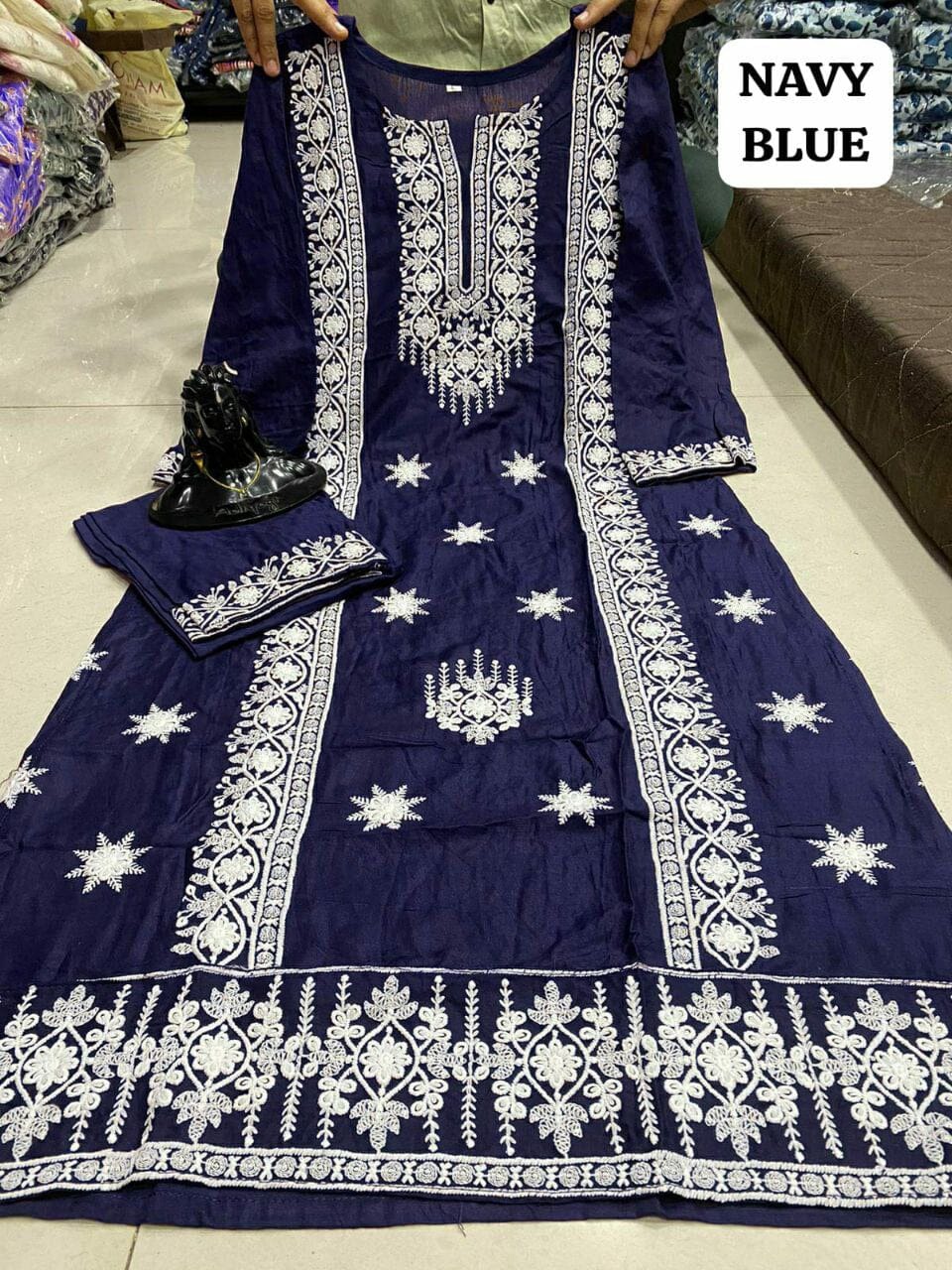 Chikankari Embroidered Kurti with Pant Set in 4 attractive colors Kurti with Pant Shopin Di Apparels 