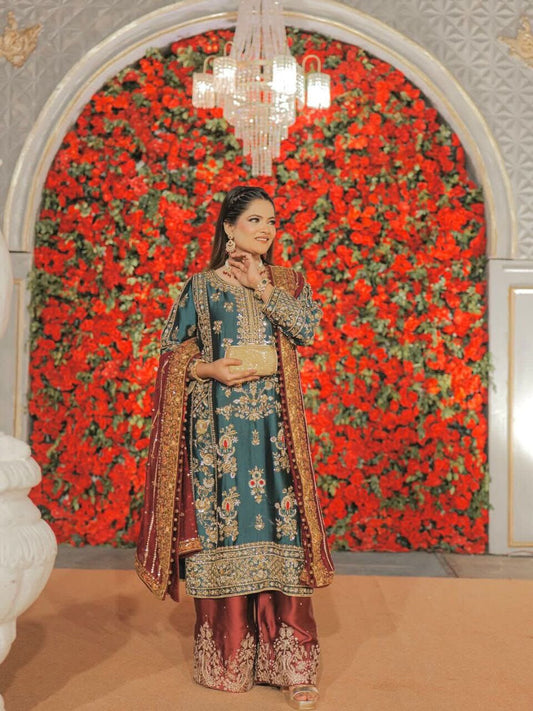 Chinon Silk Sequence Work Party Wear Palazzo Suit Ready to Wear Designer Suits Shopin Di Apparels 