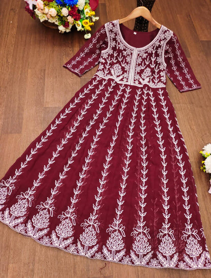 Color Design 6003 Georgette Chikankari Work Kurti in 6 colors Kurti Shopin Di Apparels 