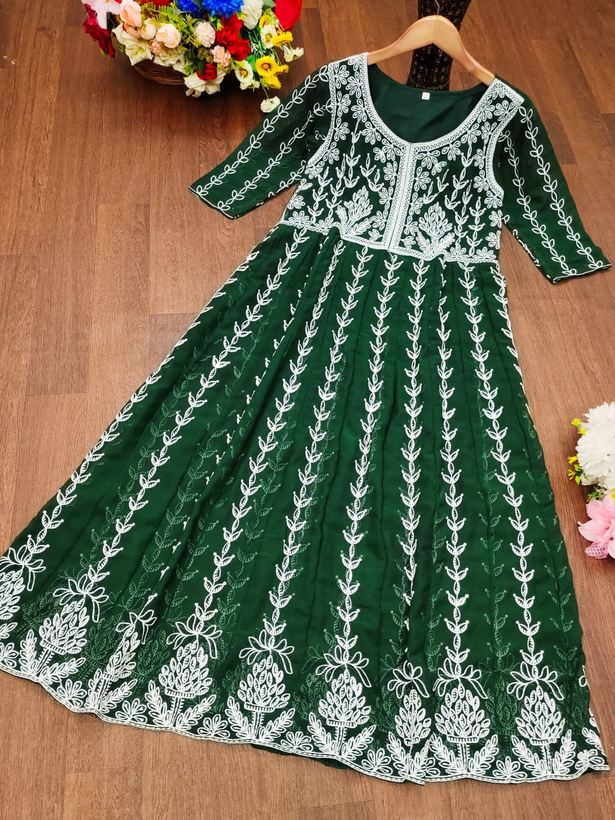 Color Design 6003 Georgette Chikankari Work Kurti in 6 colors Kurti Shopin Di Apparels 