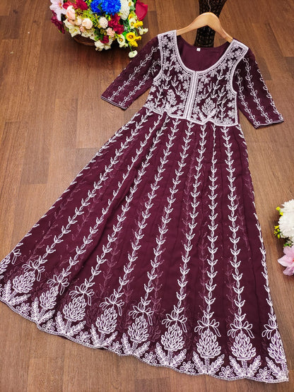 Color Design 6003 Georgette Chikankari Work Kurti in 6 colors Kurti Shopin Di Apparels 