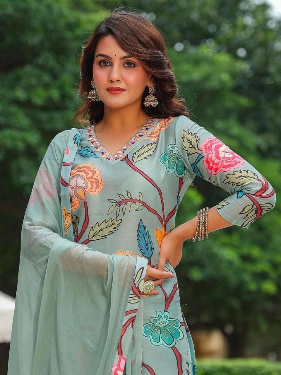 Cotton Blend With Neck Embroidery Kurti with Dupatta and Bottom Kurti with Dupatta and Bottom Shopin Di Apparels 