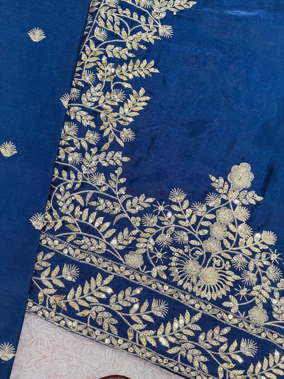 Dark Blue Heavy Embroidery Sequence Work Palazzo Designer Suit Ready to Wear Designer Suits Shopin Di Apparels 