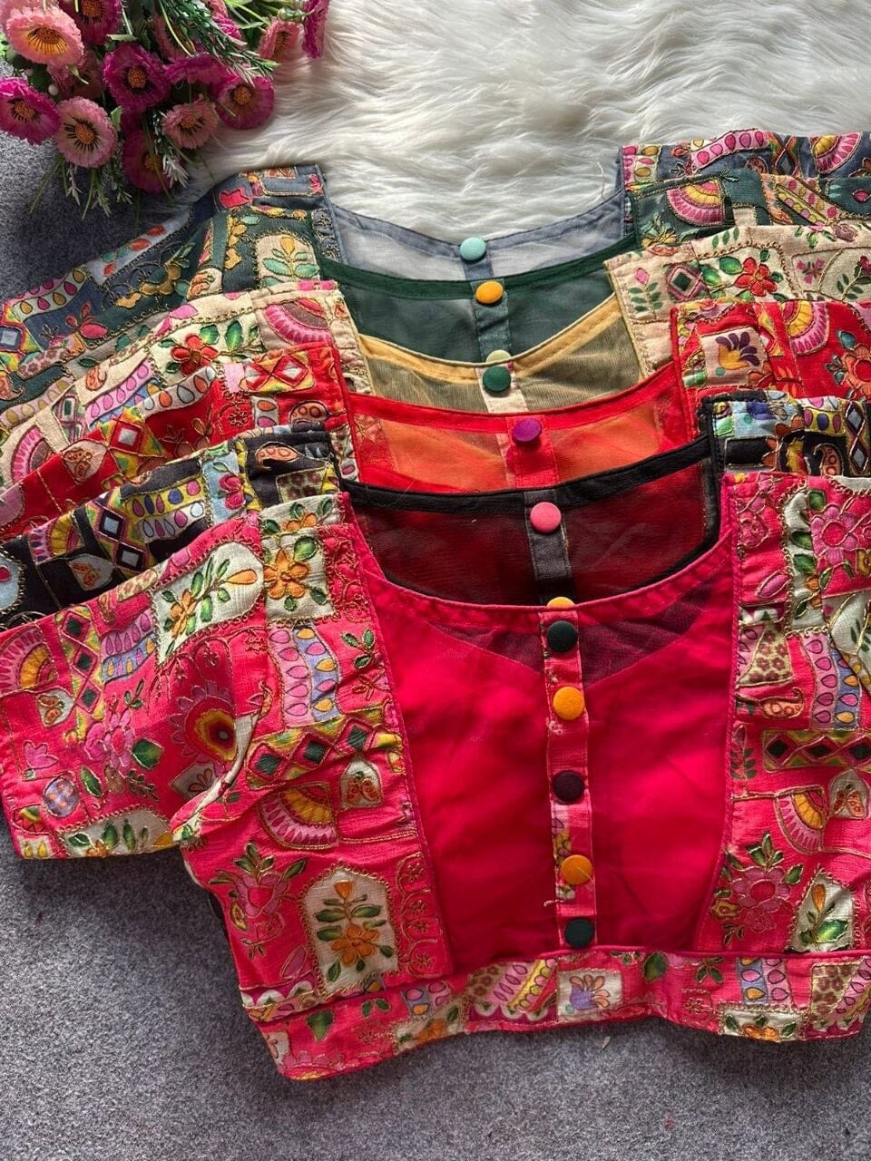 Designer Readymade Blouse with Malai Silk and Embroidery work Readymade Blouse Shopin Di Apparels 