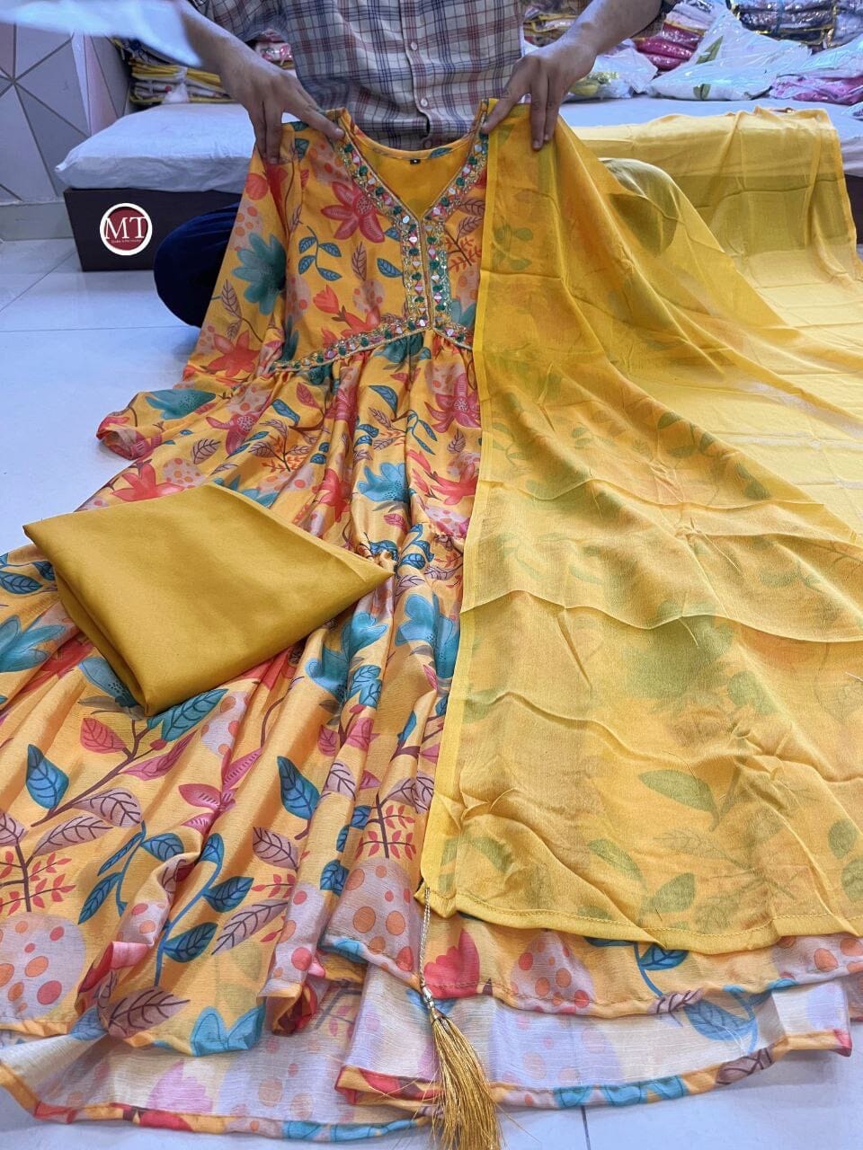 Designer Yellow Alia Cut Chinnon Wedding Suit Ready Made Designer Suits Shopin Di Apparels 