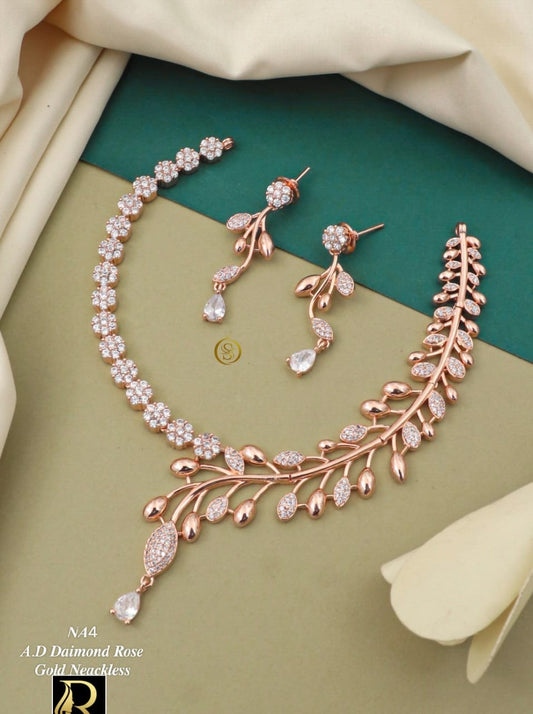 Fancy Designer Rose Gold plated Necklace set Designer Necklace Set Shopin Di Apparels 