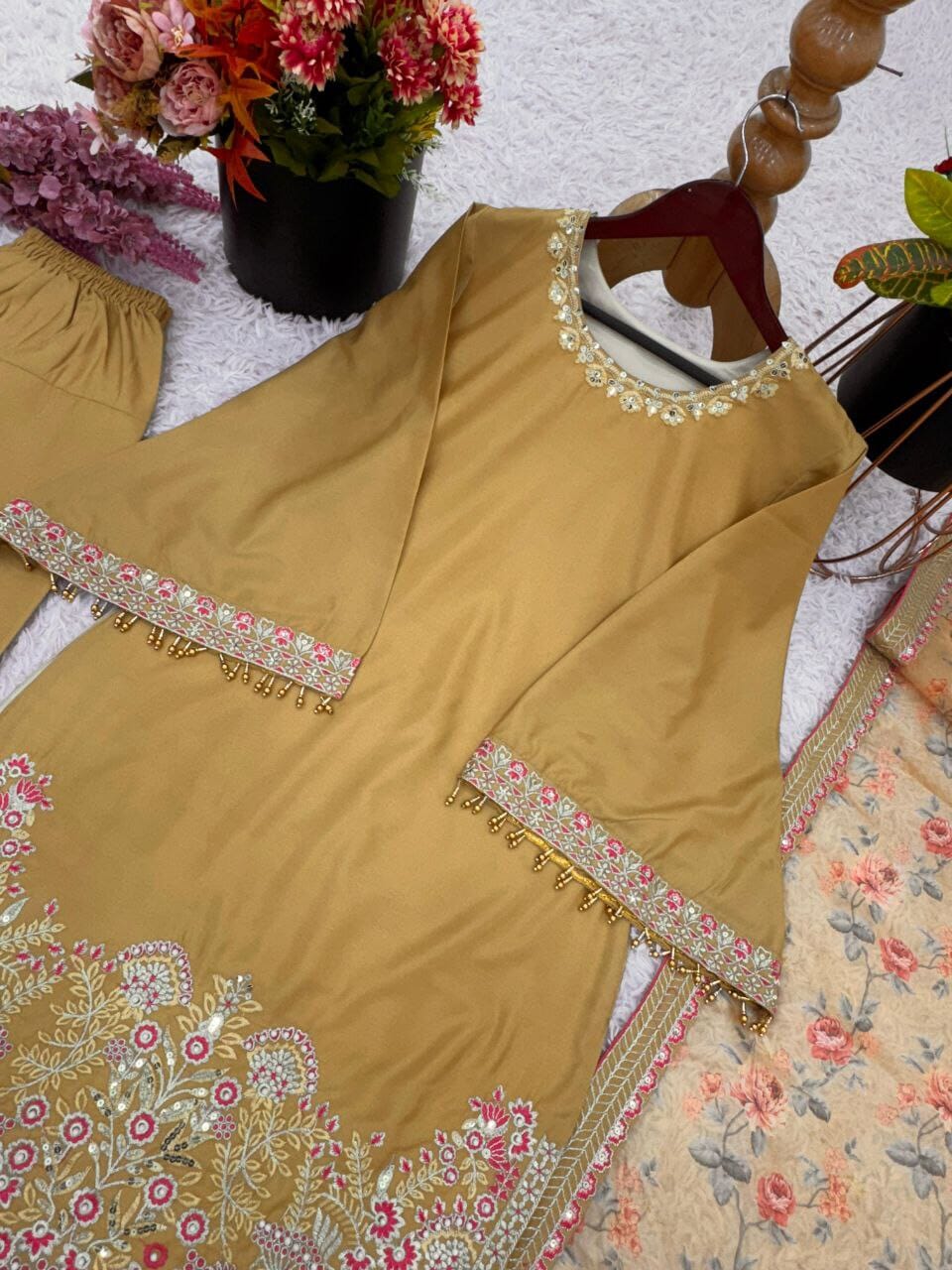 French Crep Silk Designer Suit Ready to Wear Designer Suits Shopin Di Apparels 