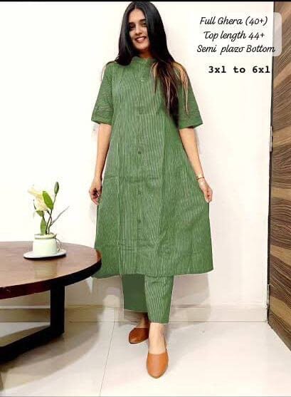 Green Co-Ord Set A Line Kurti with plazzo Kurti with plazzo Shopin Di Apparels 