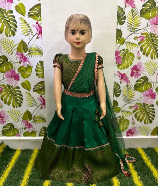 Green Kid’s Ready Made Lehenga Suit Kid's Lehenga Shopin Di Apparels 