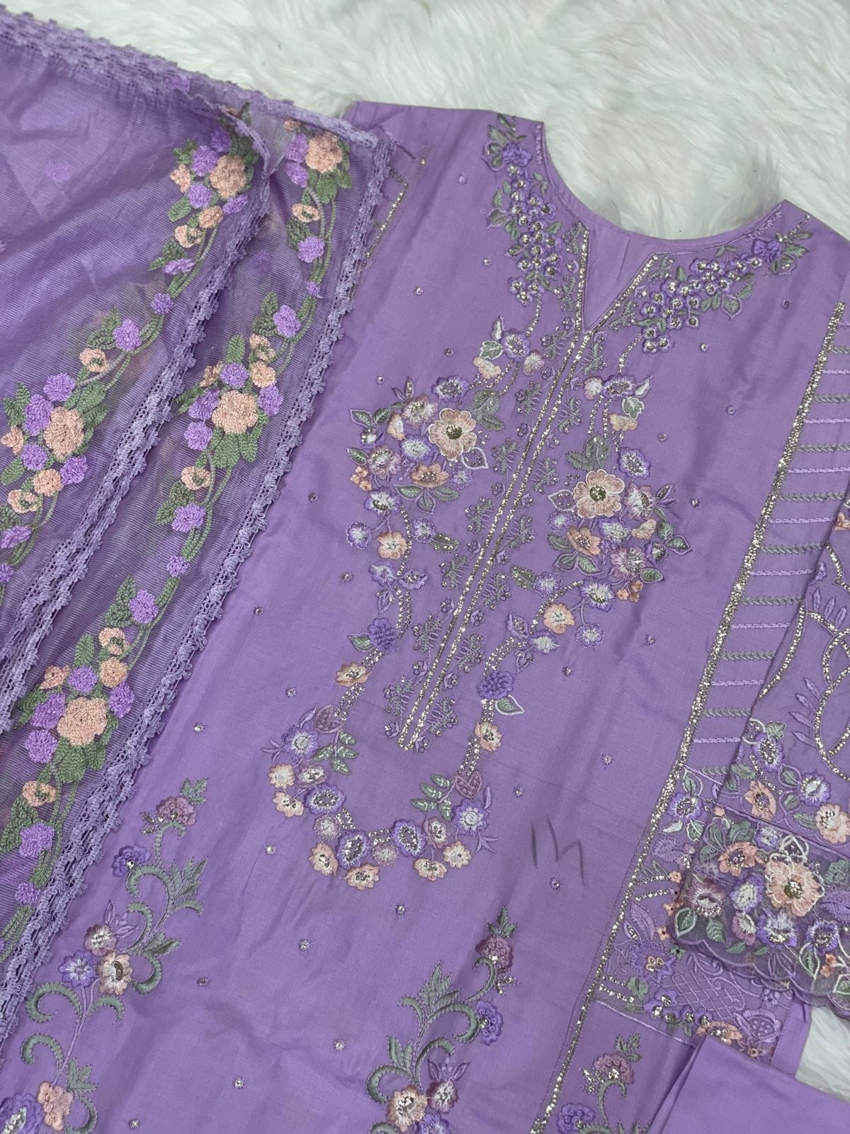 Hit Lavender Purple Mushq Cambric Cotton Pakistani Suit Designer Suits Shopin Di Apparels 