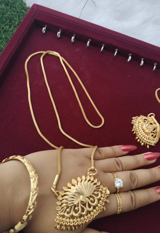 IMPON 30inch Long Chain and Lotus Gold Pendant Impon Chain and Pendant Shopin Di Apparels 