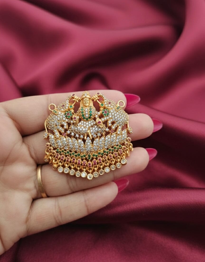 Impon Rope 40grm look chain with Lakshmi Elephant AD Stone Pendant Impon Chain Shopin Di Apparels Pendant 