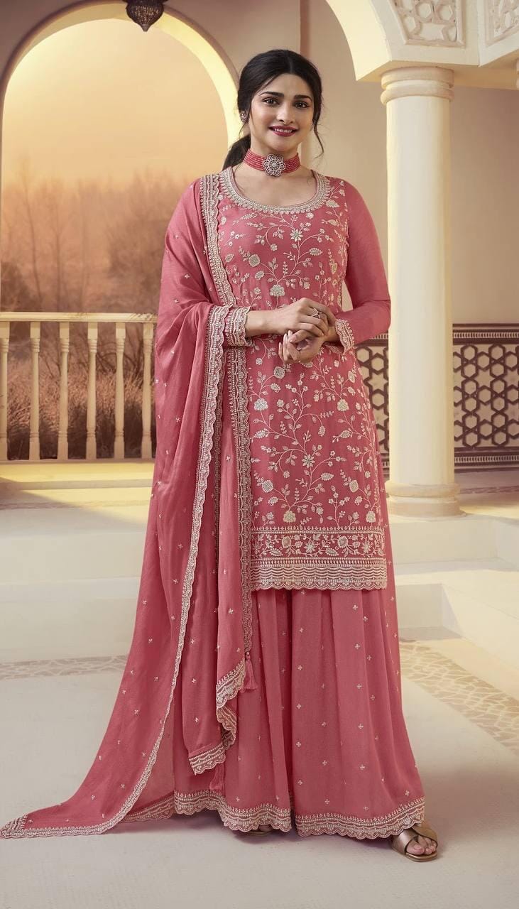 KD 1440 Designer Tibby Silk Palazzo Suit Ready Made Designer Suits Shopin Di Apparels 