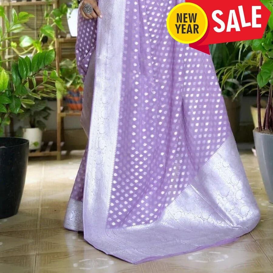 Khadi Georgette Silver Zari Weaving Work Saree Designer Saree Shopin Di Apparels 