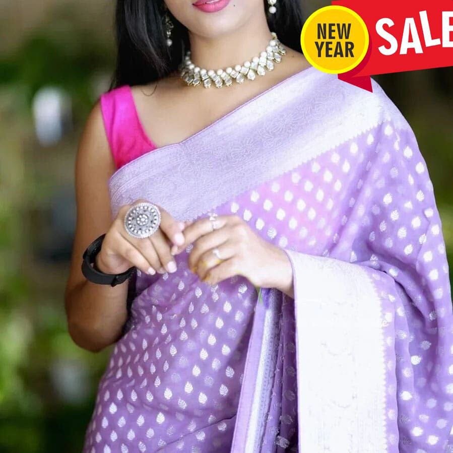 Khadi Georgette Silver Zari Weaving Work Saree Designer Saree Shopin Di Apparels 