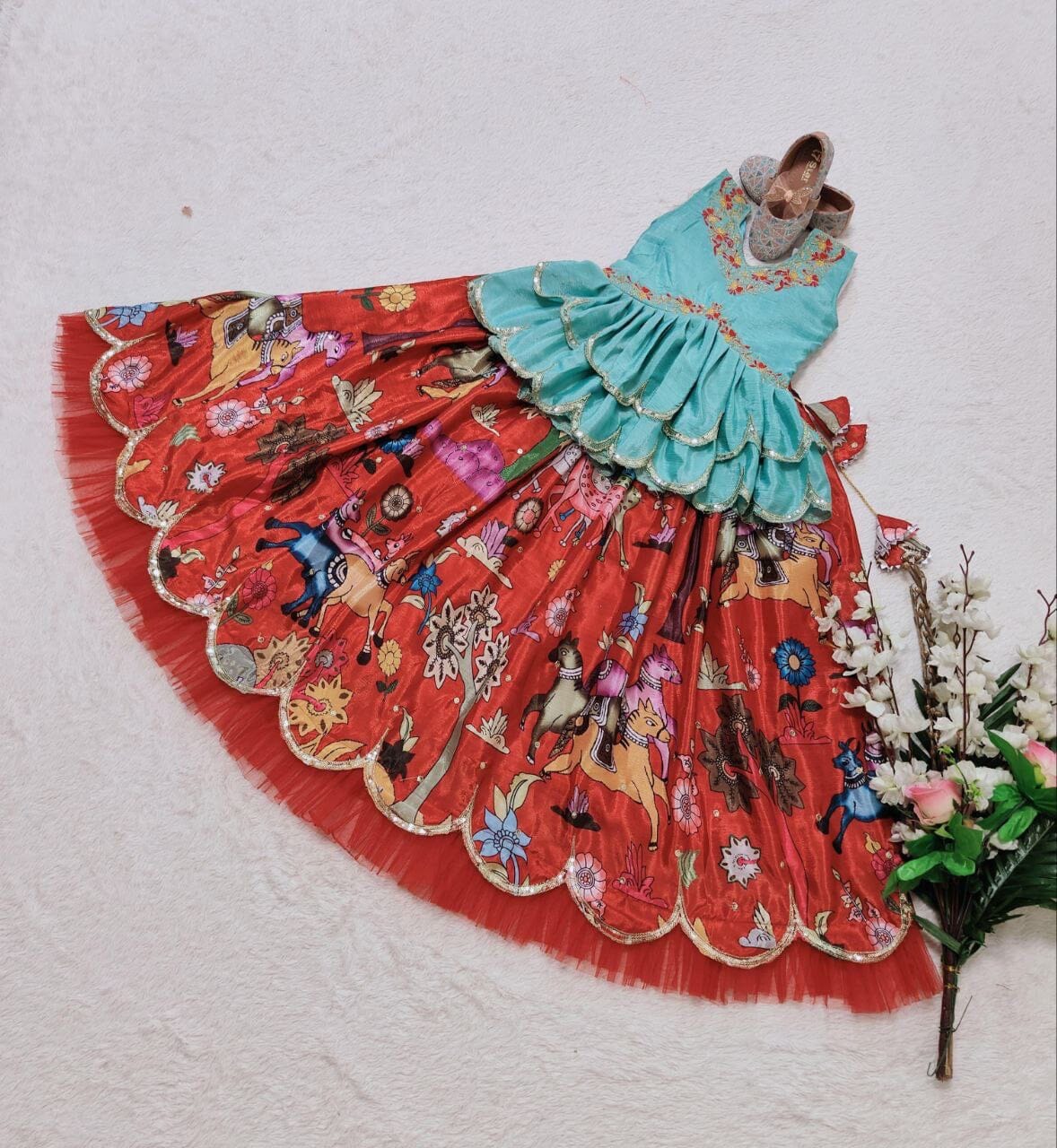 Kid’s Trending Sequence Embroidered with Beautiful Printed Lehenga and Blouse Set Kid's Lehenga Shopin Di Apparels 