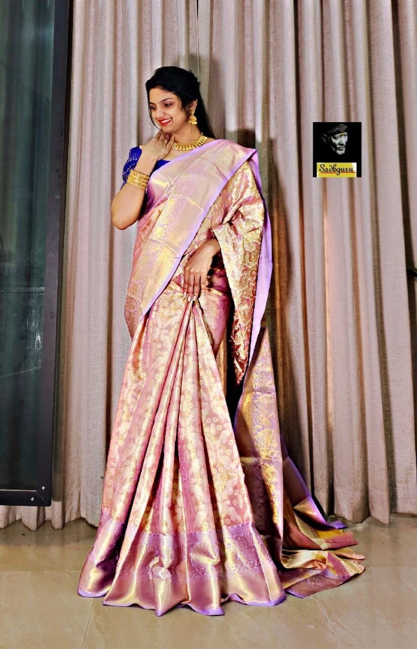 Lavender Pure Kanjivaram Silk With Mina Weaving Saree Silk Saree Shopin Di Apparels 