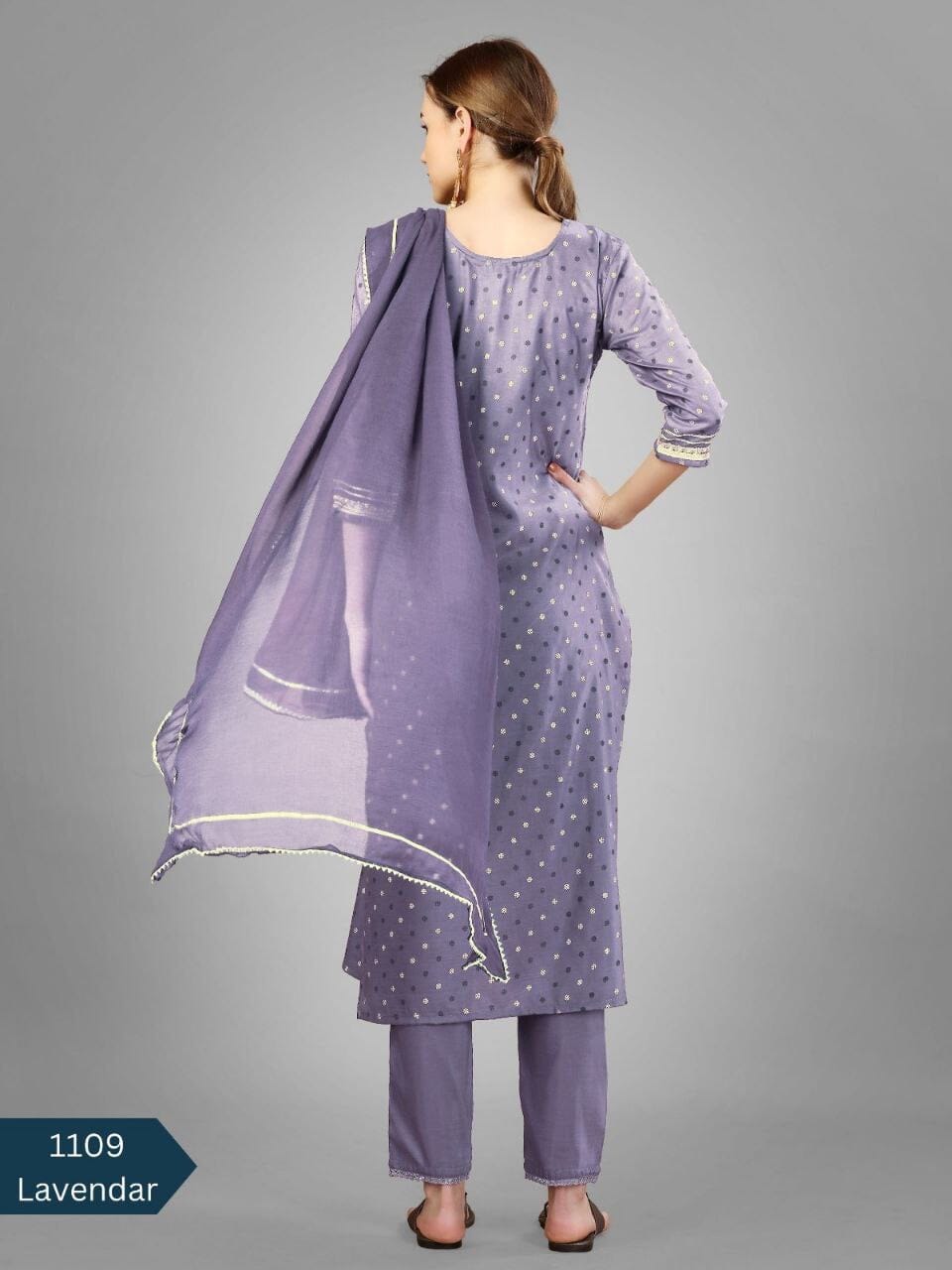 Lavender Purple Silk Blend Sequence Embroidered Designer Kurti with Dupatta and Bottom Kurti with Dupatta and Bottom Shopin Di Apparels 