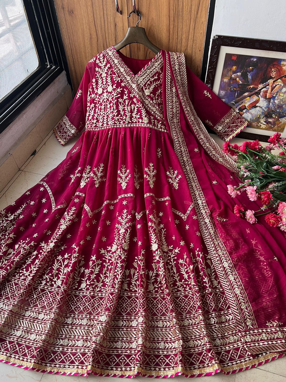 LC 1204 Heavy Embroidered Anarkali gown with Dupatta Gown with Dupatta Shopin Di Apparels 