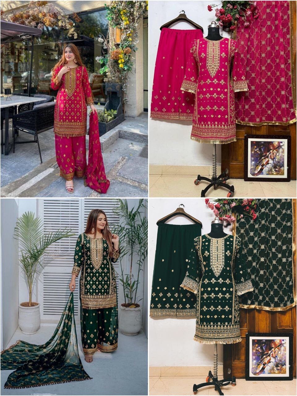LC 1213 Designer Heavy Embroidered Suit with Plazzo in 2 Colors Ready Made Designer Suits Shopin Di Apparels 