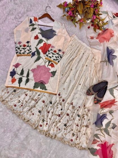 LG 1877 Sequence work Gharara Suit Ready Made Designer Suits Shopin Di Apparels 