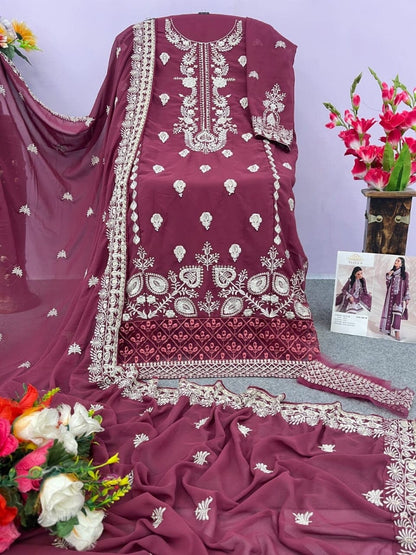 Maria 1061B Fox Georgette White Embroidery Pakistani Suit Designer Suits Shopin Di Apparels 