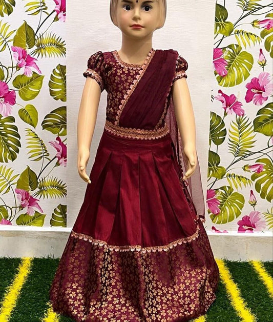 Maroon Kid’s Ready Made Lehenga Suit Kid's Lehenga Shopin Di Apparels 