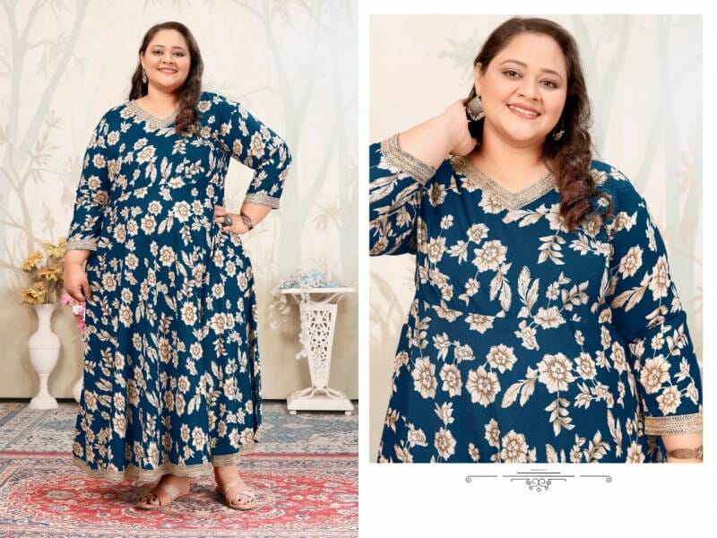 Morpich Plus Size Printed Rayon Long Kurti Kurti Moksh 