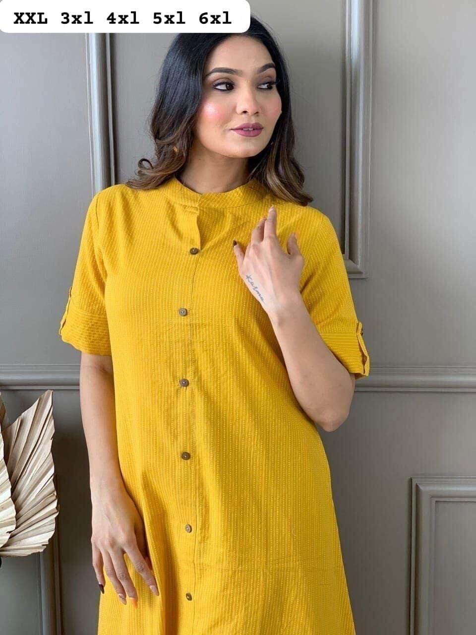 Mustard Yellow Co-Ord Set A Line Kurti with plazzo Kurti with plazzo Shopin Di Apparels 