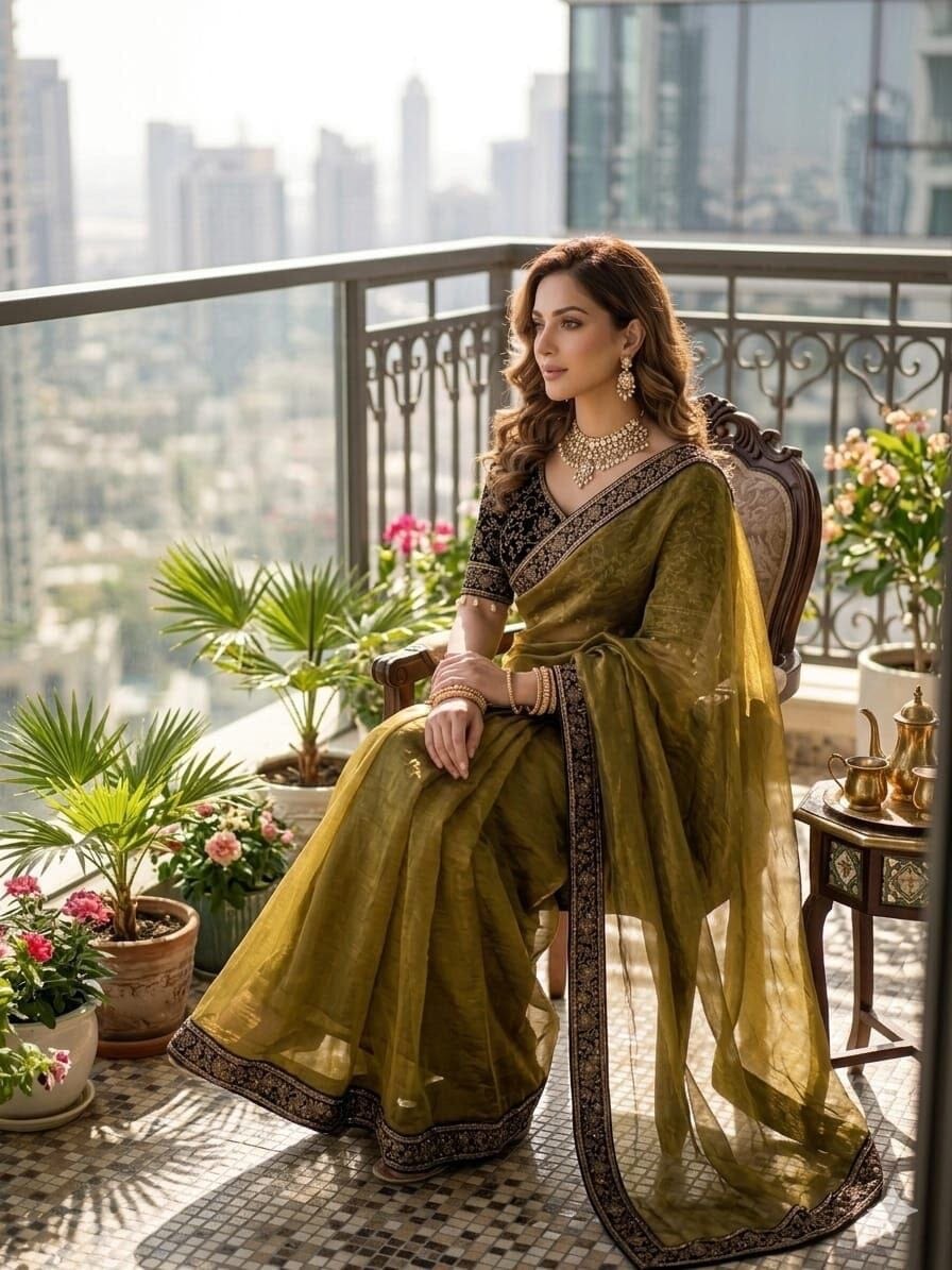Natasha Mehendi Sequence Embroidered work Readymade Blouse with Chiffon two tone Sequence Saree Readymade Blouse Shopin Di Apparels 
