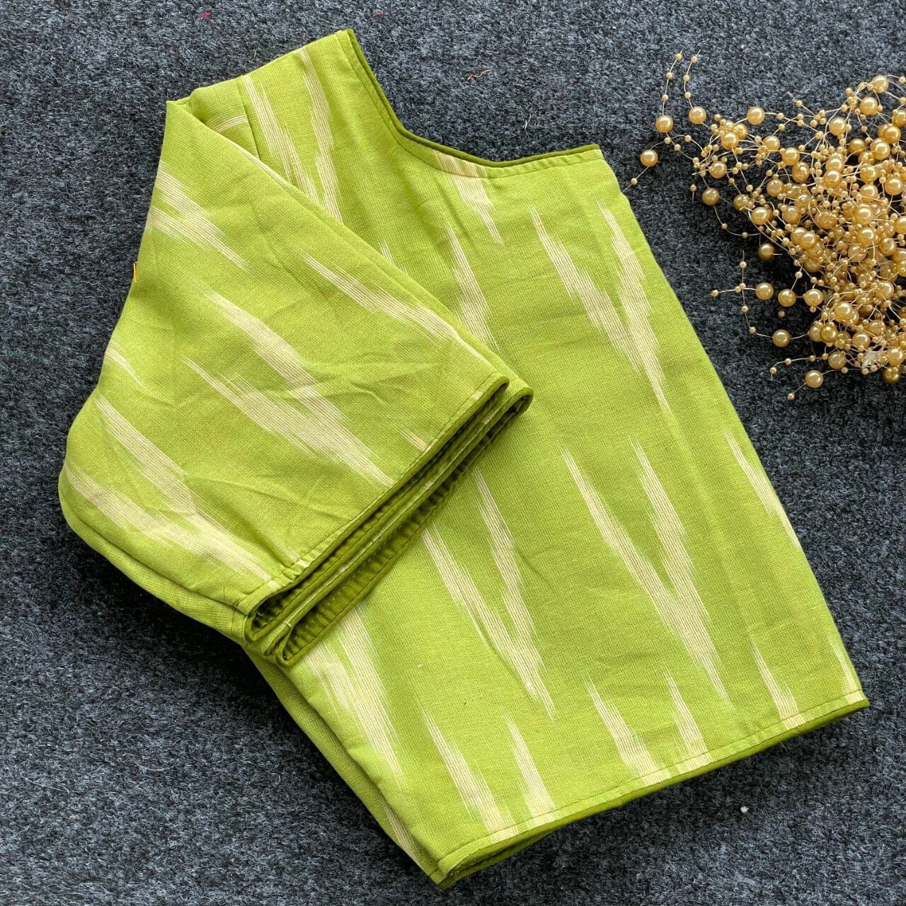 Neon Green Ikkat Handloom Cotton Boat Neck Blouse Readymade Blouse Shopin Di Apparels 